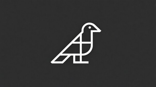 Geometric bird icon resting against dark background, used for symbolization or design