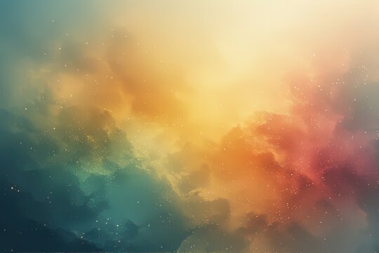 Dreamy abstract sky blending warm gold, orange, and cool teal hues — evoking sunset magic, cosmic wonder, or emotional depth with soft, painterly texture.