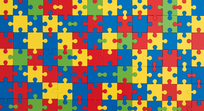Colorful Jigsaw Puzzle Pieces Interlocking Seamlessly in a Vibrant Abstract Pattern Demonstrating Unity and Connection