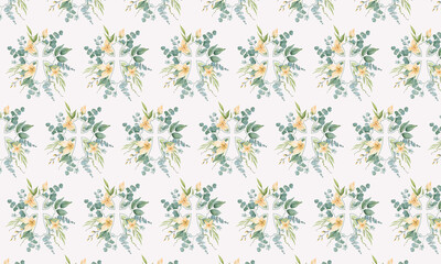 Soft watercolor floral pattern with delicate botanical elements