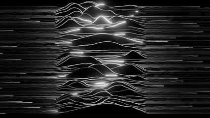 Abstract wave lines background. Minimalist pulsar graph pattern.