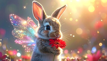Cute rabbit with fairy wings