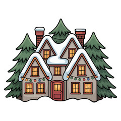 Cute Christmas House Clipart
