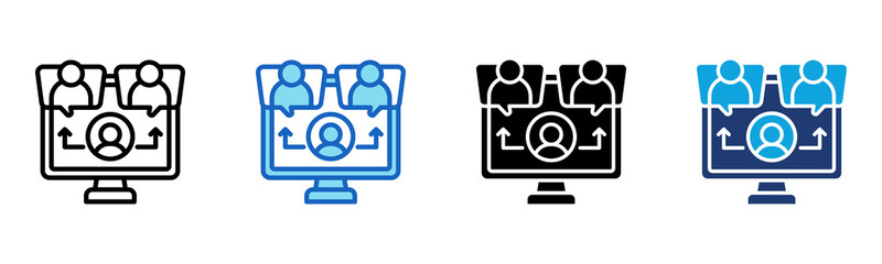 Virtual Team icon Multi Style Vector Illustration