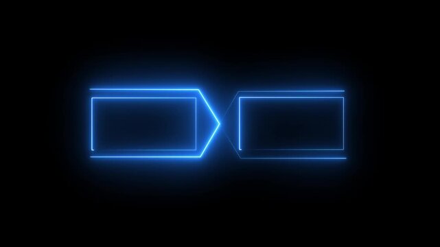 Intersecting Neon Blue Rectangular Frames on Black Background abstract border