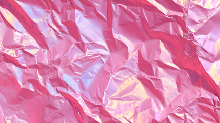 Close-up of pink and purple crumpled paper texture with a wrinkled sheet surface for a design backdrop