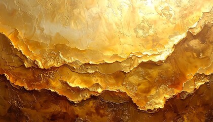 Abstract golden layers of light and shadow, textured art.