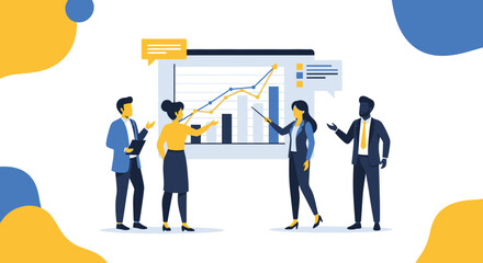 Obraz premium Collaborative Team Analyzing Data Visualization for Strategic Planning and Performance
