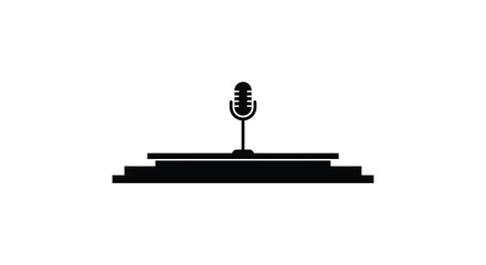 Classic microphone on stage podium ready for performance or presentation speak clearly