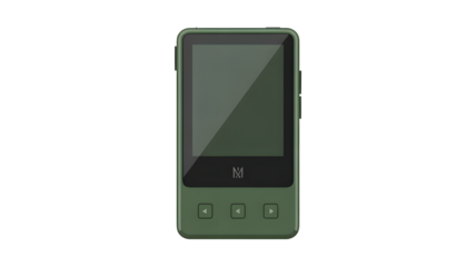 Portable music player with directional buttons, a classic design in army green, perfect for audio enthusiasts and music lovers seeking a vintage vibe