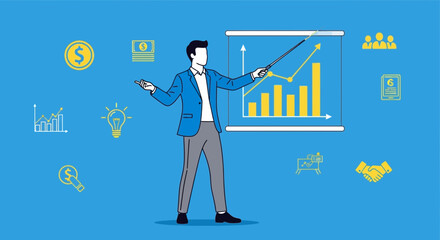 Corporate Presentation Illustrating Revenue Growth and Business Strategies with Charts and Graphs
