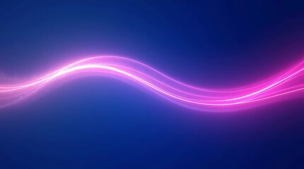 Abstract pink glowing wave on a blue background. A dynamic futuristic design symbolizing energy, sound waves, and digital technology. Generative Ai.