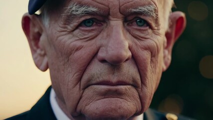 Senior war veteran saluting proudly in uniform. - Powered by Adobe