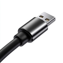 Fototapeta premium Black USB 2.0 cable plug close-up isolated on white