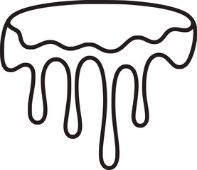 Black and white line drawing of dripping frosting vector