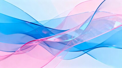 Fototapeta premium Abstract flowing waves in soft blue and pink hues with translucent layers