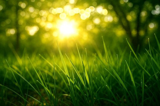 green grass and sunlight
