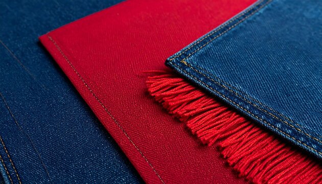 Close up of red and blue fabric textures.