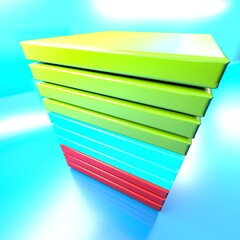 abstract stack of square colored tiles - 3D rendering illustration