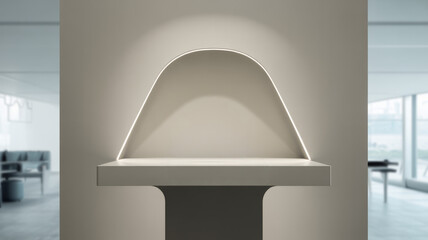 Modern architectural niche with soft spotlight illumination and minimalist design