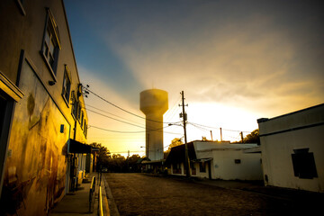 Old street early morning fog