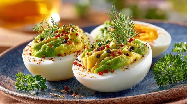 Deliciosos huevos duros rellenos en Oktoberfest con un toque fresco y especiado