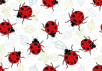 Cute ladybugs pattern isolated on transparent background isolated on transparent background