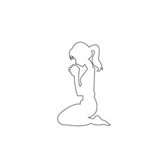 Girls Prayer One Line Art