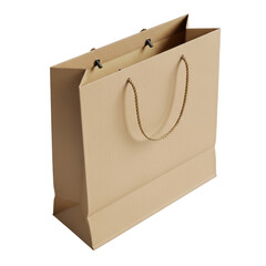 Empty recyclable brown paper shopping bag with handles isolated on plain background illustration