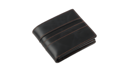 Sleek black leather wallet with contrasting stitching, the perfect gift for stylish men who appreciate luxury and quality craftsmanship
