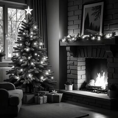 Christmas Tree home decor cozy fire place