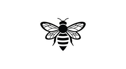 Stylized bee illustration in black and white graphic design for insect lovers