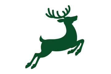 Obraz premium A green deer silhouette leaping against a stark white background art