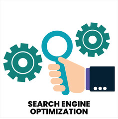 Obraz premium Search Engine Optimization Vector Illustration – SEO, Web Ranking, and Digital Marketing Strategy with Icons