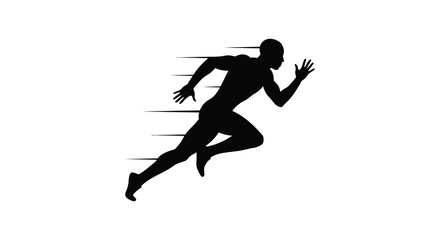 Dynamic silhouette of a sprinter in full stride capturing speed and athletic motion