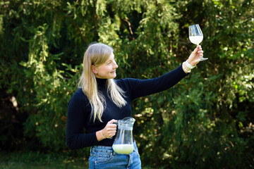 Traditional Czech low alcohol new young wine or 