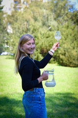 Traditional Czech low alcohol new young wine or "Neuer Wein", Czech Republic, Europe.