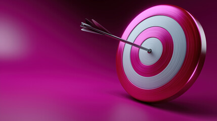 Target with arrow hitting bullseye in vibrant pink colors