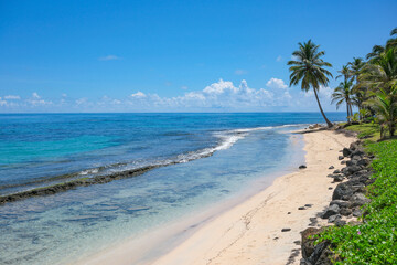 Corn Island, Nicaragua - September 19, 2025: A beach in Corn Island, an archipelago located in the Caribbean Sea, Nicaragua.