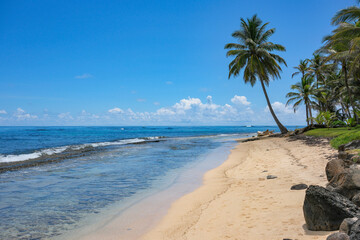 Corn Island, Nicaragua - September 19, 2025: A beach in Corn Island, an archipelago located in the Caribbean Sea, Nicaragua.