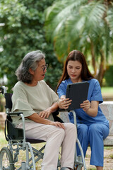 Providing caregiver assistance and support to senior is essential for their well being. This scene captures compassionate moment where caregiver offers guidance and care