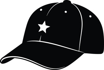 Naklejka premium Illustrator Vector Baseball cap with star logo on front silhouette