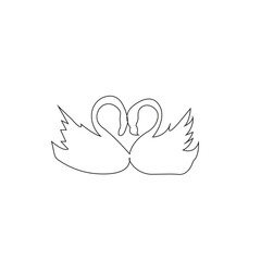 Swan Heart Shape One Line Art