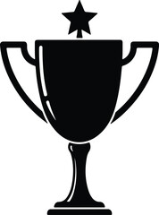 Illustrator Vector Classic champion trophy cup with star silhouette