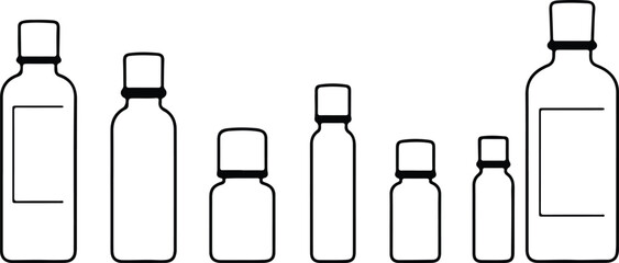 Illustrator Vector Pharmaceutical bottles container blank cosmetic product silhouette