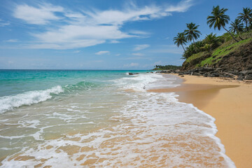 Corn Island, Nicaragua - September 22, 2025: A beach in Corn Island, an archipelago located in the Caribbean Sea, Nicaragua.