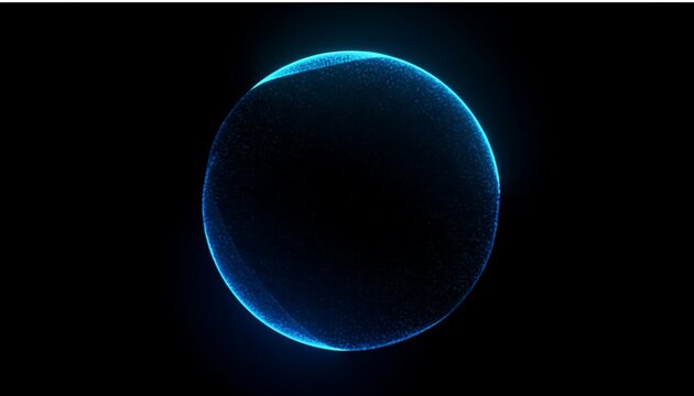 Abstract glowing blue energy sphere or orb with a dark background representing cosmic phenomena digital art and futuristic concepts