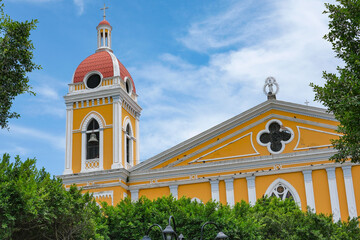 Granada, Nicaragua - September 28, 2025: Our Lady of the Assumption Cathedral in Granada, Nicaragua.