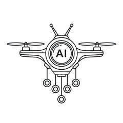 Line art of a drone with ai symbol isolated on transparent background