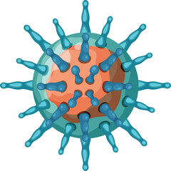 Vector art of a colorful virus for educational use.